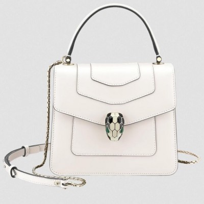 Bvlgari Serpenti Forever Small Bag In White Calfskin LDBS243459