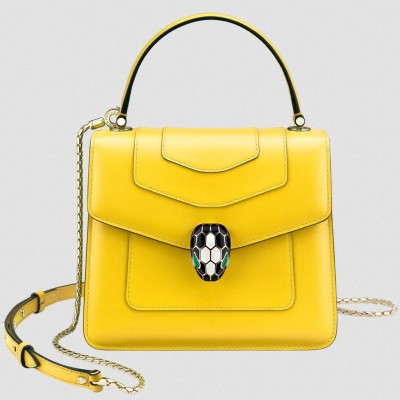 Bvlgari Serpenti Forever Small Bag in Yellow Calfskin LDBS243464