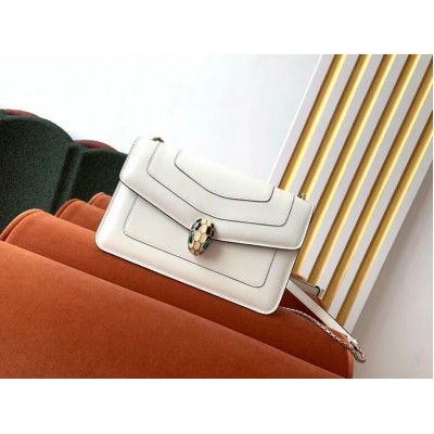 Bvlgari Serpenti Forever Small Cross-body Bag In White Calfskin LDBS243444