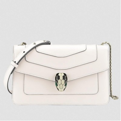 Bvlgari Serpenti Forever Small Cross-body Bag In White Calfskin LDBS243444