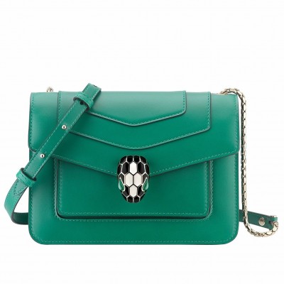 Bvlgari Serpenti Forever Small Crossbody Bag In Green Calfskin LDBS243446