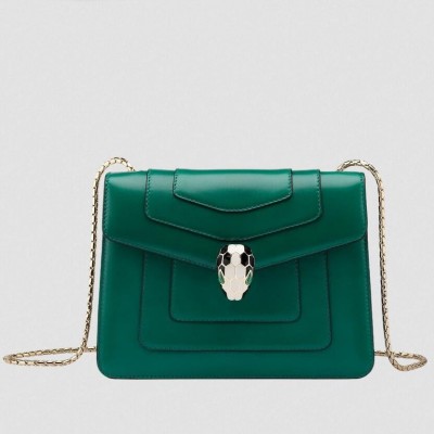 Bvlgari Serpenti Forever Small Crossbody Bag In Green Leather LDBS243455