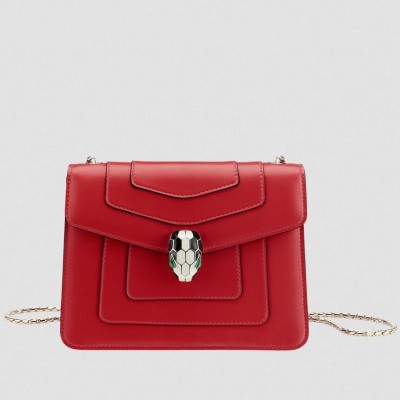 Bvlgari Serpenti Forever Small Crossbody Bag In Red Leather LDBS243435