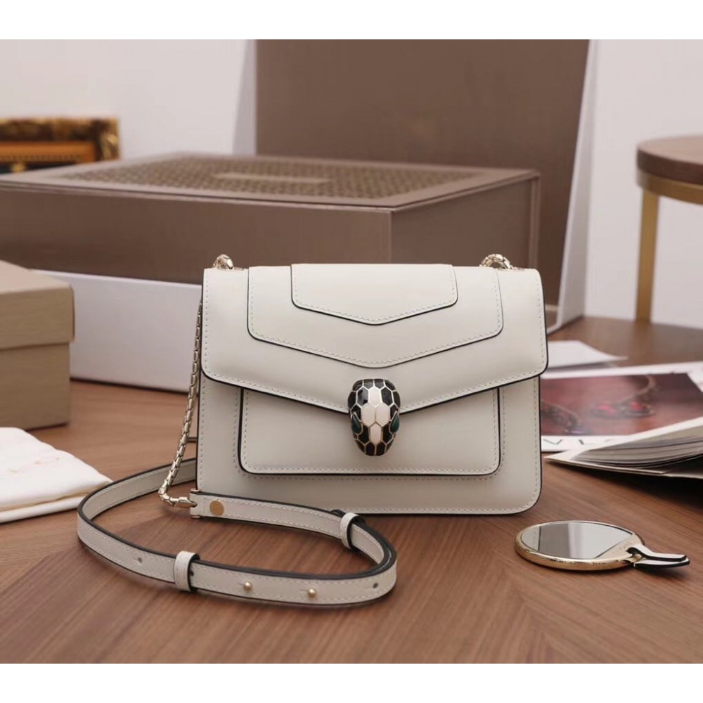 Bvlgari Serpenti Forever Small Crossbody Bag In White Calfskin LDBS243439