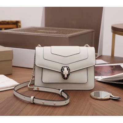 Bvlgari Serpenti Forever Small Crossbody Bag In White Calfskin LDBS243439