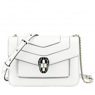 Bvlgari Serpenti Forever Small Crossbody Bag In White Calfskin LDBS243439