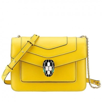 Bvlgari Serpenti Forever Small Crossbody Bag in Yellow Calfskin LDBS243458