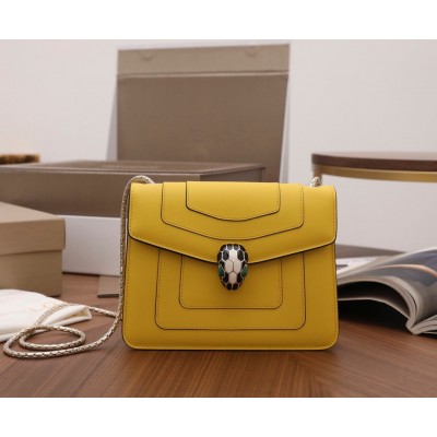 Bvlgari Serpenti Forever Small Crossbody Bag in Yellow Leather LDBS243463