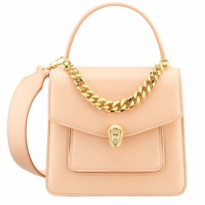 Bvlgari Serpenti Forever Small Top Handle Bag with Chain Nude LDBS243438