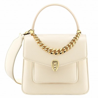 Bvlgari Serpenti Forever Small Top Handle Bag with Chain White LDBS243443