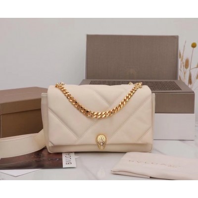 Bvlgari Serpenti Cabochon Medium Bag In White Calfskin