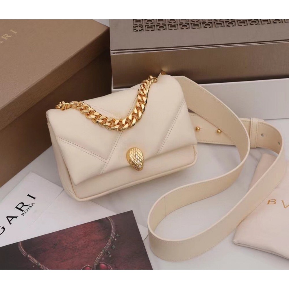 Bvlgari Serpenti Cabochon Mini Bag In White Calfskin