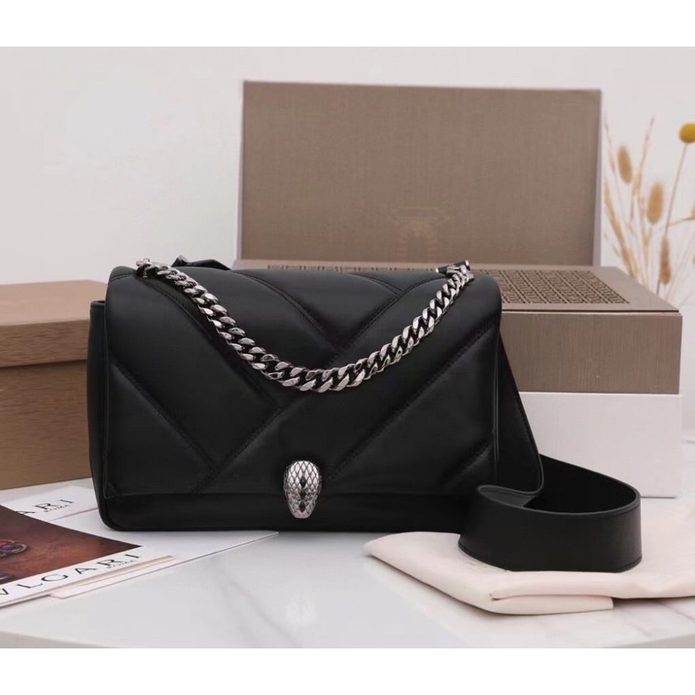 Bvlgari Serpenti Cabochon Small Bag In Black Calfskin