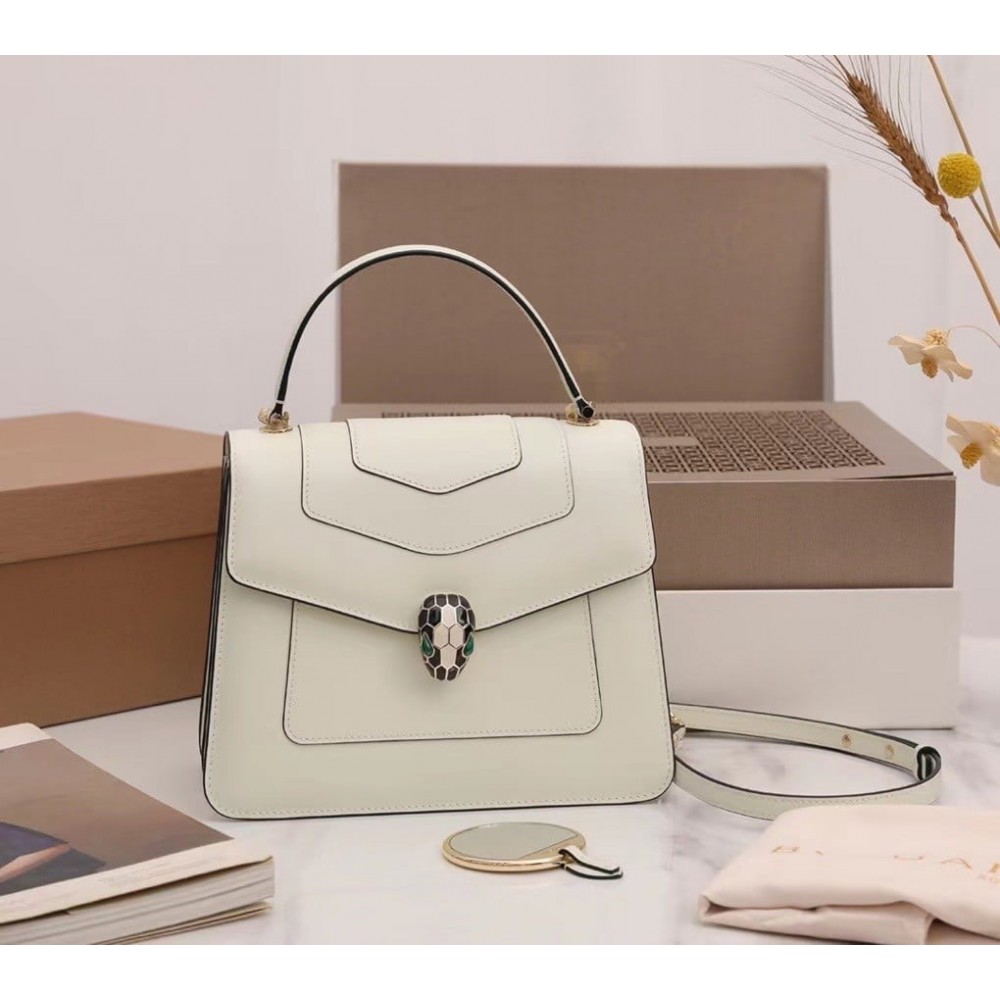 Bvlgari Serpenti Forever Medium Bag In White Calfskin