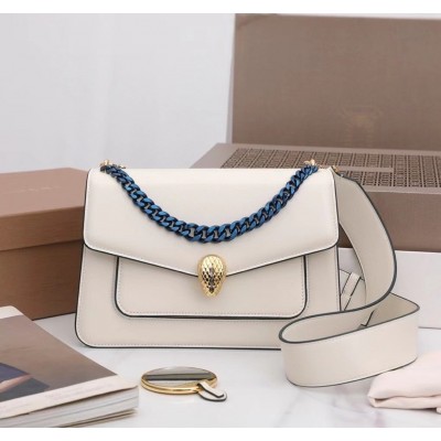 Bvlgari Serpenti Forever Medium Crossbody Bag with Chain White