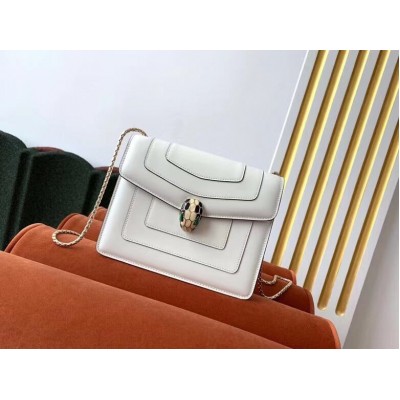 Bvlgari Serpenti Forever Small Crossbody Bag In White Leather