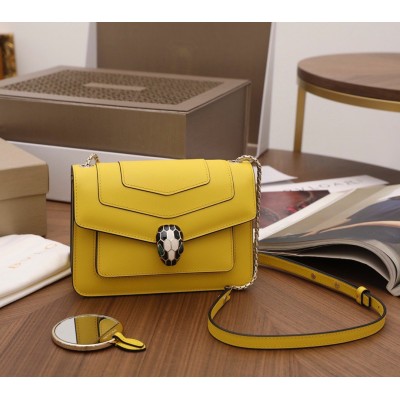 Bvlgari Serpenti Forever Small Crossbody Bag in Yellow Calfskin