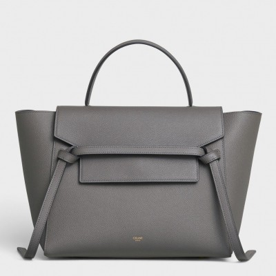 Celine Belt Mini Bag In Grey Grained Calfskin LDBS243462