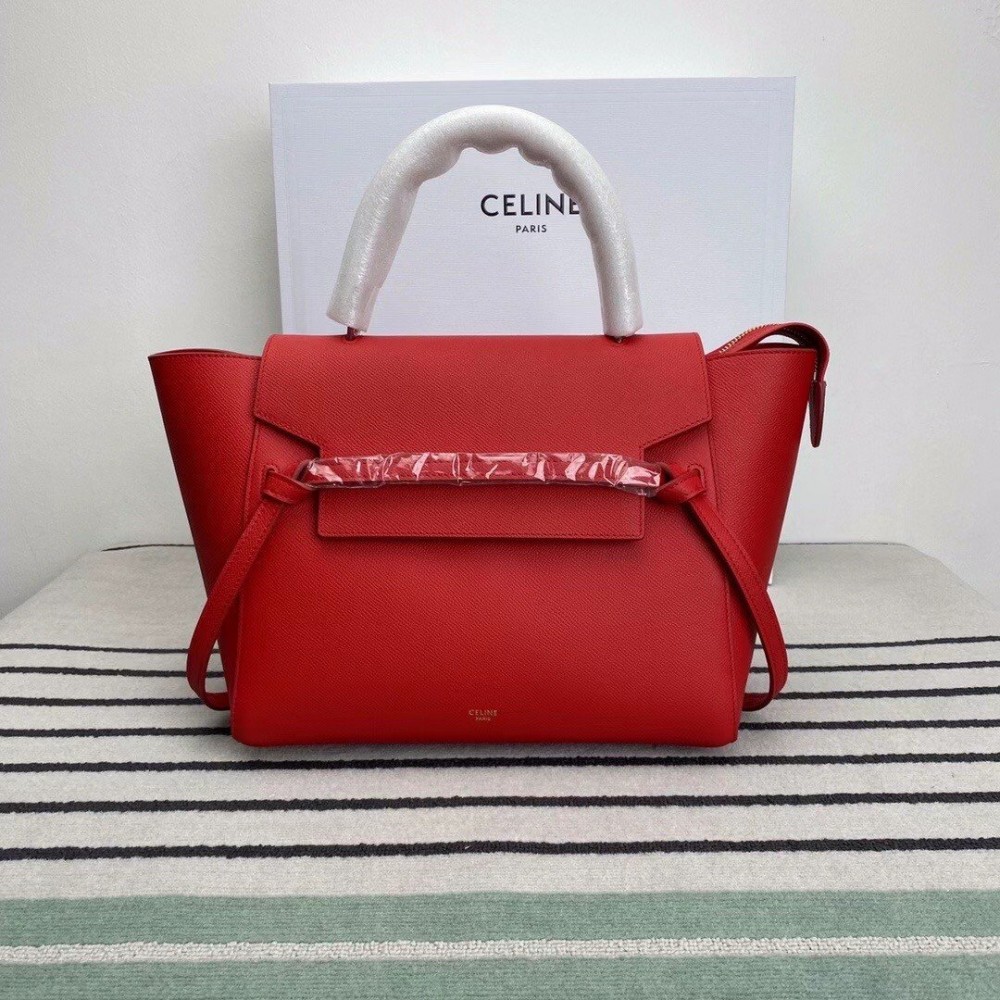 Celine Belt Mini Bag In Red Grained Calfskin LDBS243470