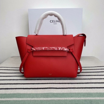 Celine Belt Mini Bag In Red Grained Calfskin LDBS243470