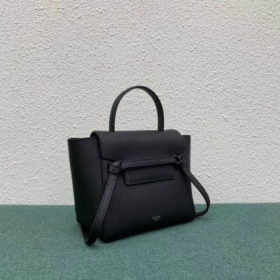 Celine Belt Nano Bag In Black Grained Calfskin LDBS243440