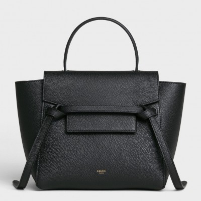 Celine Belt Nano Bag In Black Grained Calfskin LDBS243440