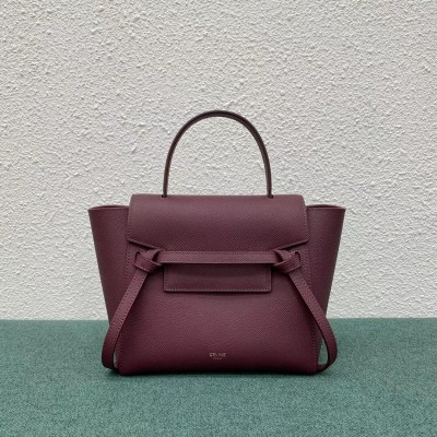 Celine Belt Nano Bag In Bordeaux Grained Calfskin LDBS243445