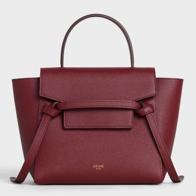 Celine Belt Nano Bag In Bordeaux Grained Calfskin LDBS243445