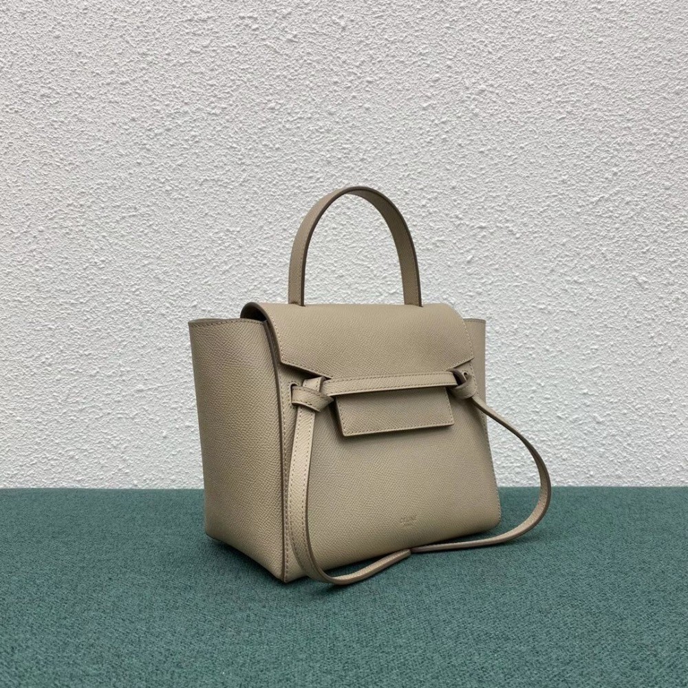 Celine Belt Nano Bag In Light Beige Grained Calfskin LDBS243456