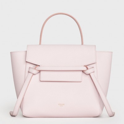 Celine Belt Nano Bag In Pale Pink Grained Calfskin LDBS243476