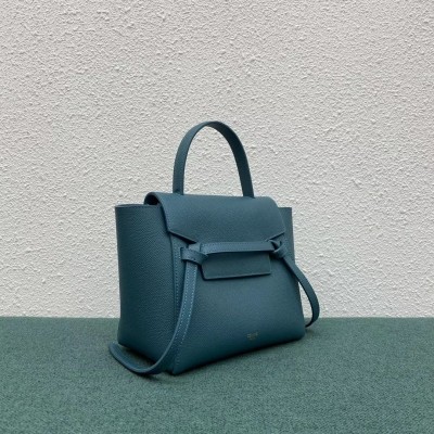 Celine Belt Nano Bag In Prussian Blue Grained Calfskin LDBS243480