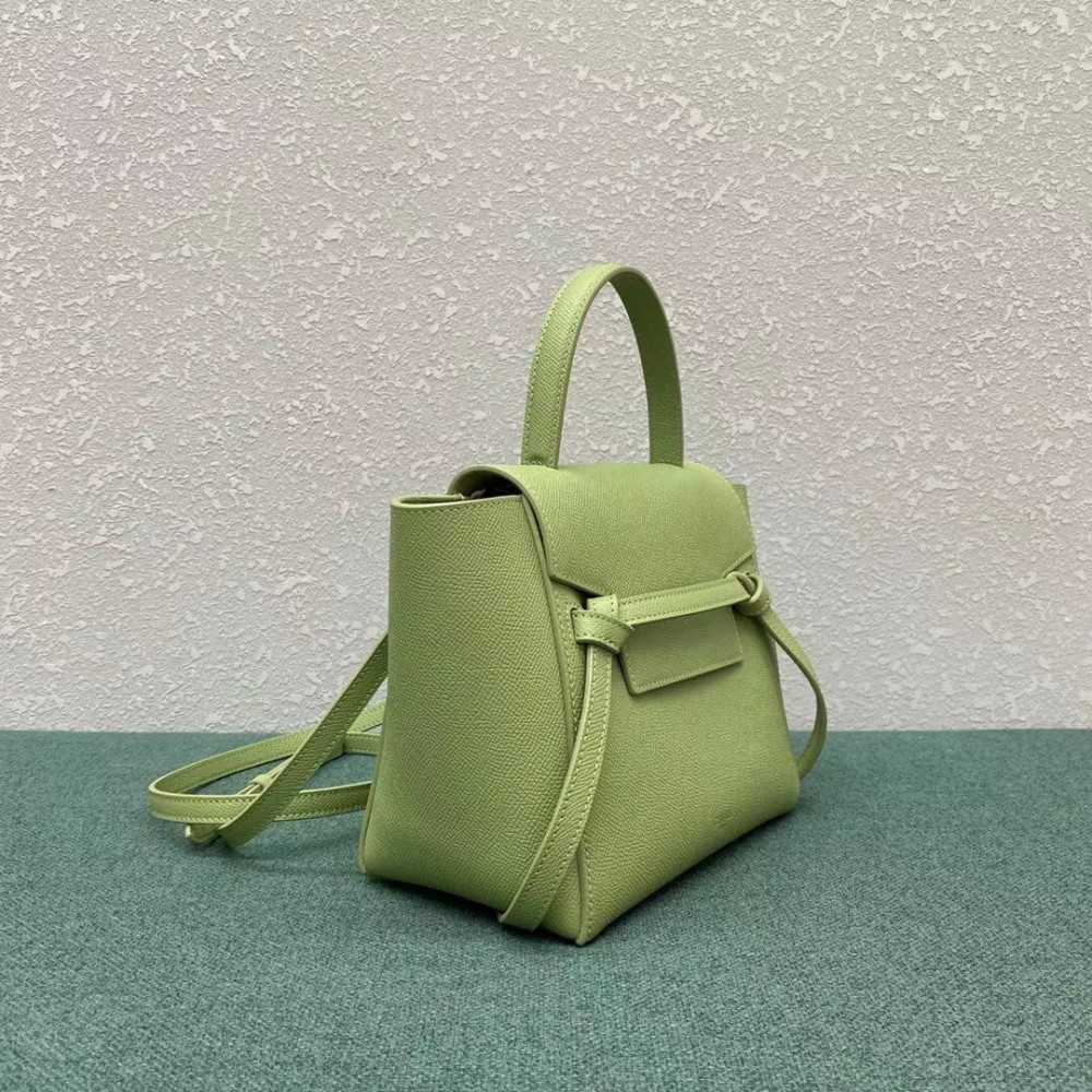 Celine Belt Nano Bag In Sage Grained Calfskin LDBS243483