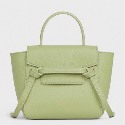 Celine Belt Nano Bag In Sage Grained Calfskin LDBS243483