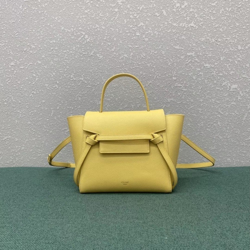 Celine Belt Nano Bag In Yellow Grained Calfskin LDBS243506