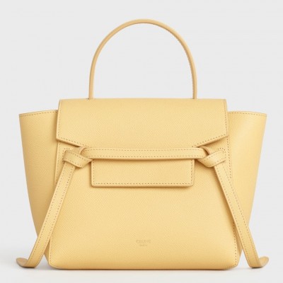 Celine Belt Nano Bag In Yellow Grained Calfskin LDBS243506