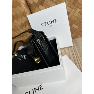 Celine Besace Clea Bag in Black Shiny Calfskin LDBS243516