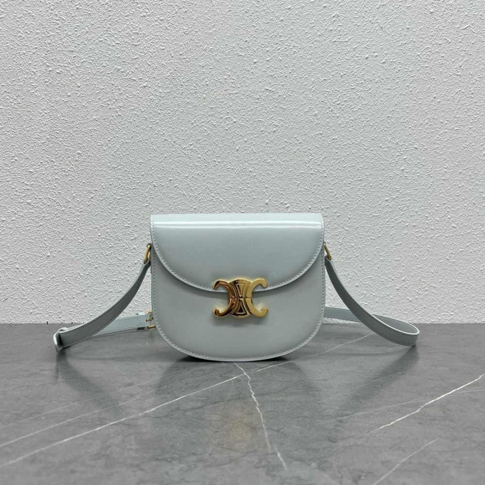 Celine Besace Clea Bag in Light Blue Shiny Calfskin LDBS243522