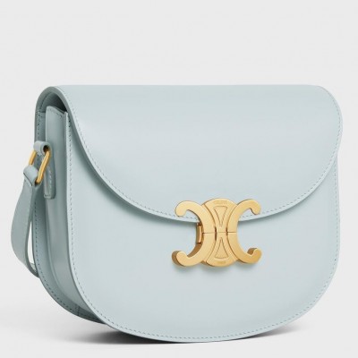 Celine Besace Clea Bag in Light Blue Shiny Calfskin LDBS243522