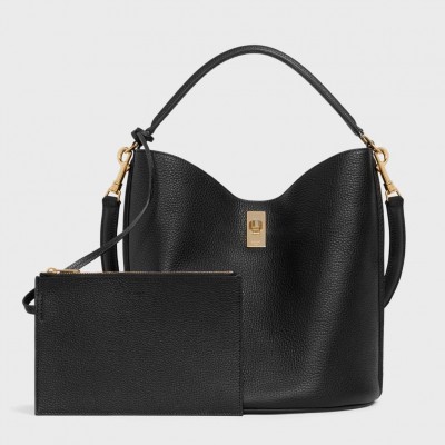 Celine Bucket 16 Bag In Black Grained Calfskin LDBS243491