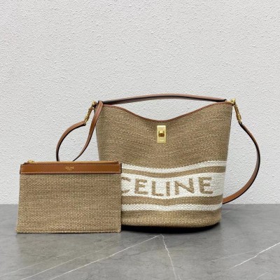 Celine Bucket 16 Bag In Textile with Celine Logo LDBS243520