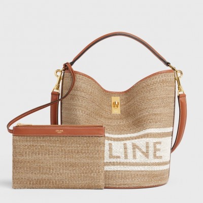 Celine Bucket 16 Bag In Textile with Celine Logo LDBS243520