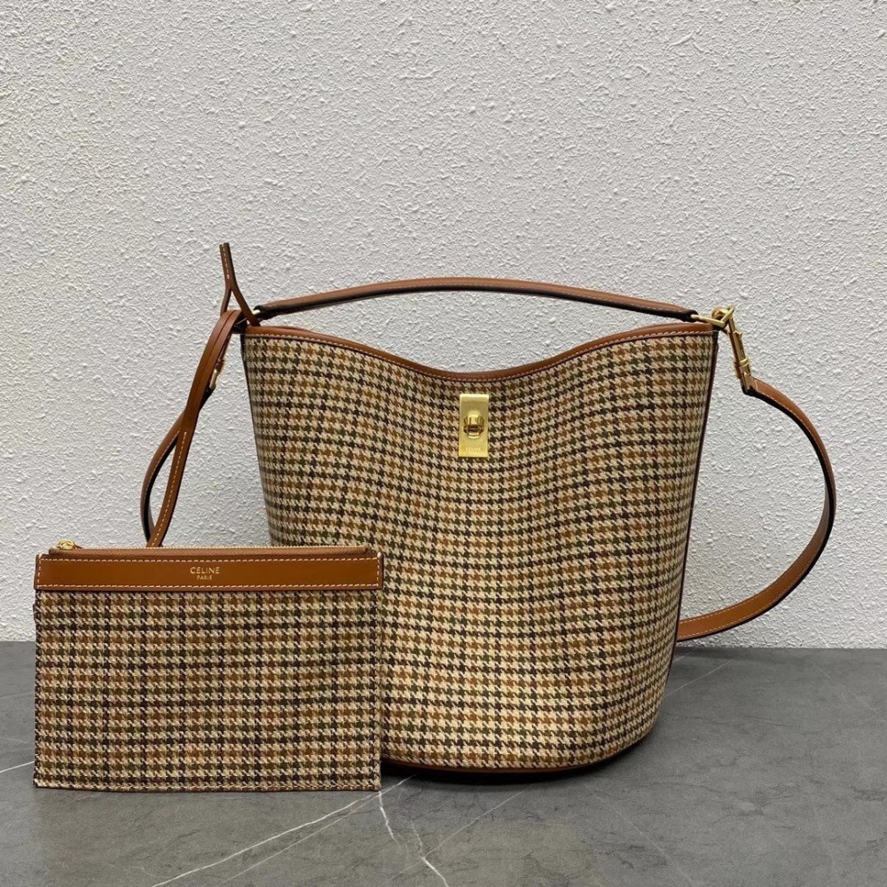 Celine Bucket 16 Bag In Tweed and Calfskin LDBS243524