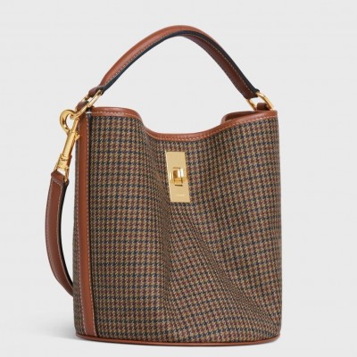 Celine Bucket 16 Bag In Tweed and Calfskin LDBS243524