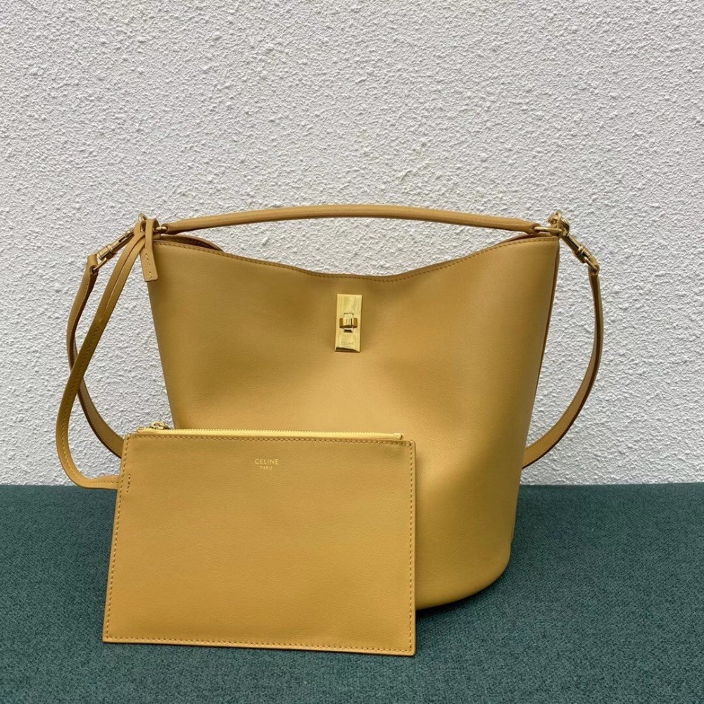 Celine Bucket 16 Bag In Yellow Soft Bare Calfskin LDBS243529