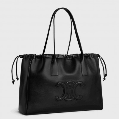 Celine Cabas Drawstring Cuir Triomphe Bag in Black Calfskin LDBS243485