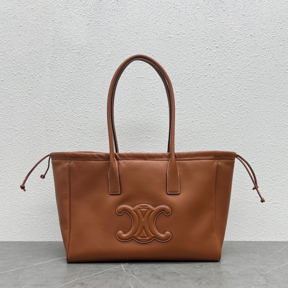 Celine Cabas Drawstring Cuir Triomphe Bag in Brown Calfskin LDBS243489