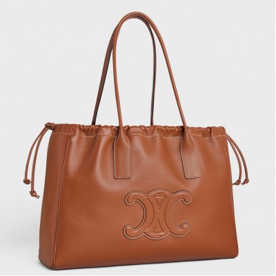 Celine Cabas Drawstring Cuir Triomphe Bag in Brown Calfskin LDBS243489