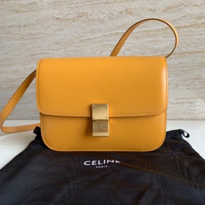 Celine Classic Box Medium Bag In Yellow Box Calfskin LDBS243493