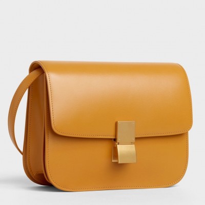 Celine Classic Box Medium Bag In Yellow Box Calfskin LDBS243493