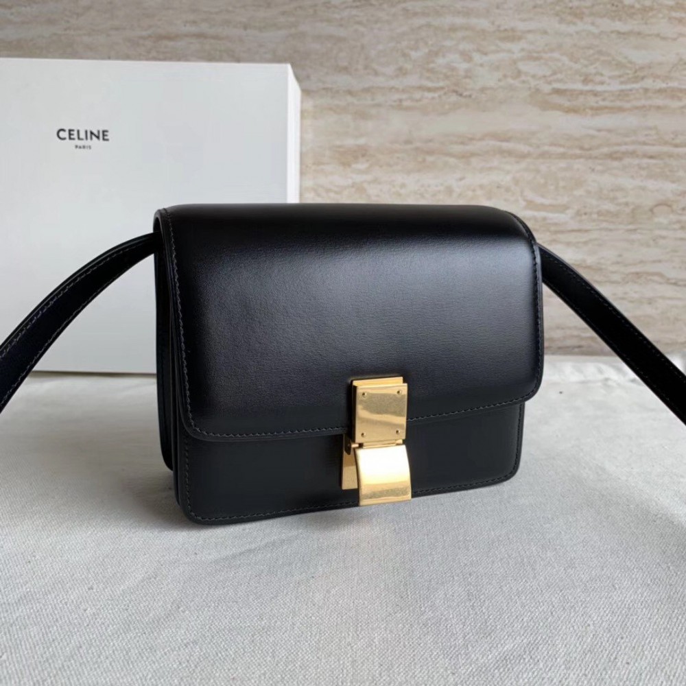 Celine Classic Box Small Bag In Black Box Calfskin LDBS243507